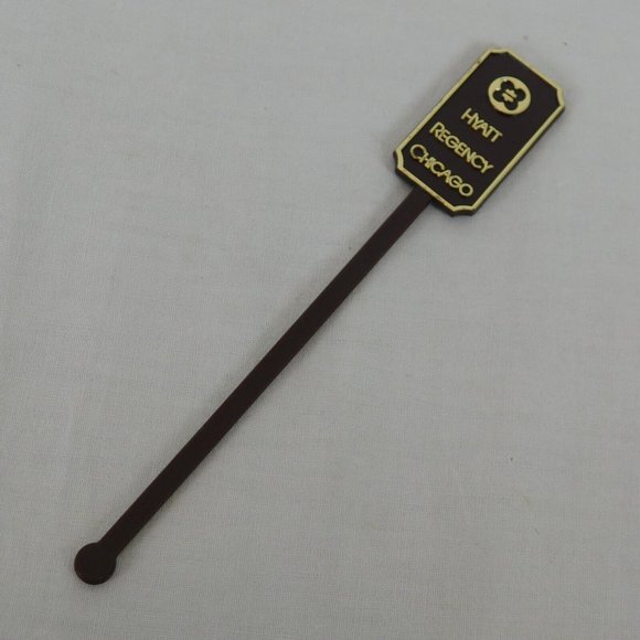 5 Hyatt Regency Chicago Swizzle Stick Drink Stirrer Spir-It USA Brown Plastic - Picture 7 of 12